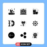 Pictogram Set of 9 Simple Solid Glyphs of piece global progress chess glass Editable Vector Design Elements