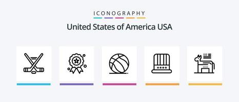 Usa Line 5 Icon Pack Including . office. pumkin. building. cap. Creative Icons Design vector