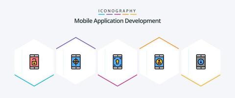 Mobile Application Development 25 FilledLine icon pack including mobile. profile. application. mobile application. application vector