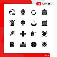 16 User Interface Solid Glyph Pack of modern Signs and Symbols of entomology chest laboratory box refresh Editable Vector Design Elements