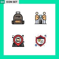 4 Creative Icons Modern Signs and Symbols of backpack team hike cooperation communication Editable Vector Design Elements