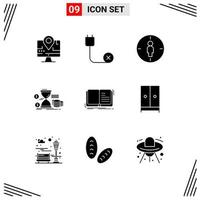 Pictogram Set of 9 Simple Solid Glyphs of coins money hardware management target Editable Vector Design Elements