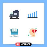 4 Flat Icon concept for Websites Mobile and Apps bus cv transport document emotions Editable Vector Design Elements