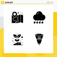 User Interface Pack of 4 Basic Solid Glyphs of gps farming climate night nature Editable Vector Design Elements