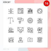 Pictogram Set of 16 Simple Outlines of roller superscript building font note Editable Vector Design Elements