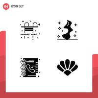 4 Universal Solid Glyph Signs Symbols of city phone magic witch clams Editable Vector Design Elements