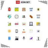 Editable Vector Line Pack of 25 Simple Flat Colors of management document design content service Editable Vector Design Elements