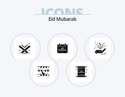 eid Mubarak glifo icono paquete 5 5 icono diseño. mubarak. calendario. mubarak. Eid. libro vector