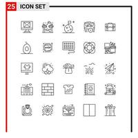 moderno conjunto de 25 líneas pictografía de documentos negocio espacio maletín administración editable vector diseño elementos