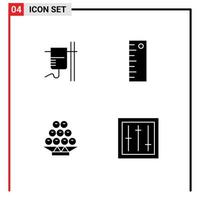 4 Universal Solid Glyphs Set for Web and Mobile Applications healthcare china transfusion ruler devices Editable Vector Design Elements