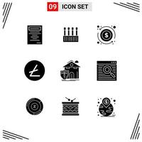 Universal Icon Symbols Group of 9 Modern Solid Glyphs of casualty home dollar insurance blockchain Editable Vector Design Elements