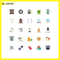 Pictogram Set of 25 Simple Flat Colors of hat coin sport clover scale Editable Vector Design Elements