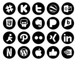 20 Social Media Icon Pack Including netflix xing slideshare flickr aim vector
