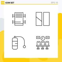 4 Creative Icons Modern Signs and Symbols of rack vacation editing layout train Editable Vector Design Elements