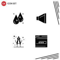 Universal Icon Symbols Group of 4 Modern Solid Glyphs of drop school water volume form Editable Vector Design Elements