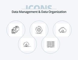 Data Management And Data Organization Line Icon Pack 5 Icon Design. rack. server. database. website. file vector