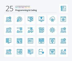 programación y codificación 25 azul color icono paquete incluso desarrollar. nube. proceso. programación. desarrollar vector