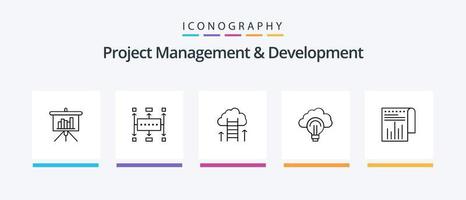 Project Management And Development Line 5 Icon Pack Including modern. business. modern. ipo. open box. Creative Icons Design vector