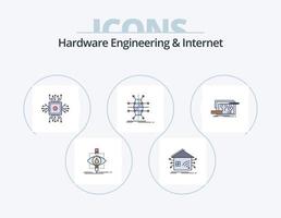 Hardware Engineering And Internet Line Filled Icon Pack 5 Icon Design. industry. factory. smart. smart. infrastructure vector