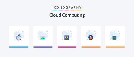 Cloud Computing Flat 5 Icon Pack Including cloud. business. user. access. Creative Icons Design vector