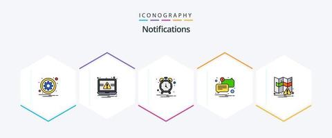 Notifications 25 FilledLine icon pack including navigation. unread. alert. message. chat vector