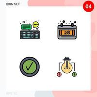 4 Creative Icons Modern Signs and Symbols of chat good keyboard date bulb Editable Vector Design Elements