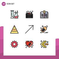 Modern Set of 9 Filledline Flat Colors and symbols such as right structure farming pyramid investment Editable Vector Design Elements