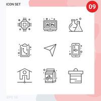 Set of 9 Modern UI Icons Symbols Signs for map strategy tool path lab Editable Vector Design Elements