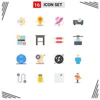 Flat Color Pack of 16 Universal Symbols of desk code love web projector Editable Pack of Creative Vector Design Elements