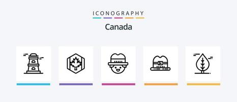 Canadá línea 5 5 icono paquete incluso Canadá. taza. planta. otorgar. hielo patines creativo íconos diseño vector