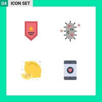 Modern Set of 4 Flat Icons and symbols such as award diet food winner biology lemon fruit Editable Vector Design Elements