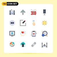 16 User Interface Flat Color Pack of modern Signs and Symbols of arrow right technology explosive speaker electronics Editable Pack of Creative Vector Design Elements