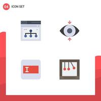 Pack of 4 creative Flat Icons of internet layout website focus calm Editable Vector Design Elements