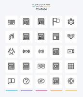 Creative Youtube 25 OutLine icon pack  Such As setting. basic. basic. ui. basic vector