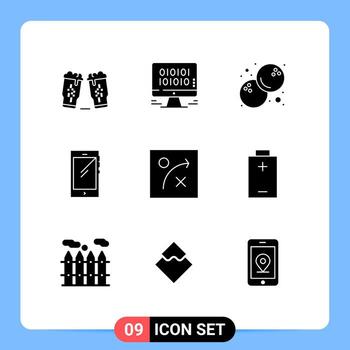 9 Universal Solid Glyph Signs Symbols of algorithm android web mobile phone Editable Vector Design Elements