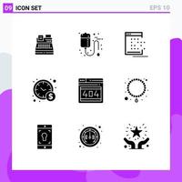 Modern Set of 9 Solid Glyphs and symbols such as seo time management health management dot Editable Vector Design Elements