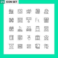 25 Thematic Vector Lines and Editable Symbols of clipboard money party economy hinduism Editable Vector Design Elements