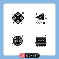 Pack of 4 Modern Solid Glyphs Signs and Symbols for Web Print Media such as people meter work plane basket Editable Vector Design Elements