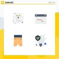Universal Icon Symbols Group of 4 Modern Flat Icons of ghost clothing scary season shorts Editable Vector Design Elements