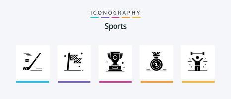 Sports Glyph 5 Icon Pack Including first. award. race. winner. win. Creative Icons Design vector