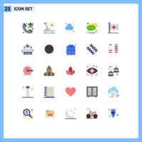 Group of 25 Modern Flat Colors Set for flag message vacation notification weather Editable Vector Design Elements