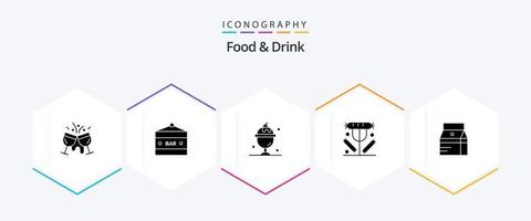 Food And Drink 25 Glyph icon pack including drink. breakfast. entertainment. summer vector