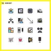 Set of 16 Modern UI Icons Symbols Signs for app shower computers cleaning bath Editable Creative Vector Design Elements