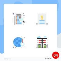 4 Flat Icon concept for Websites Mobile and Apps check gas listing commerce waste Editable Vector Design Elements