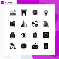 Pack of 16 creative Solid Glyphs of light idea store develop receipt Editable Vector Design Elements