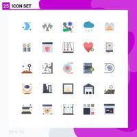 Universal Icon Symbols Group of 25 Modern Flat Colors of hat weather gear storm cloud Editable Vector Design Elements