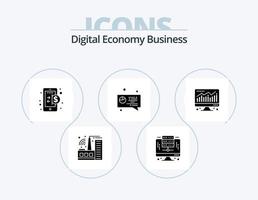 Digital Economy Business Glyph Icon Pack 5 Icon Design. . chart. economy. computer. digital vector