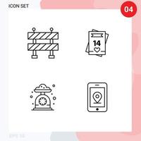 4 Line concept for Websites Mobile and Apps block kitchen valentines day card scale Editable Vector Design Elements