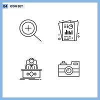 Mobile Interface Line Set of 4 Pictograms of in legend report seo report ceo Editable Vector Design Elements