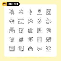 Modern Set of 25 Lines and symbols such as service hotel cross map camping Editable Vector Design Elements